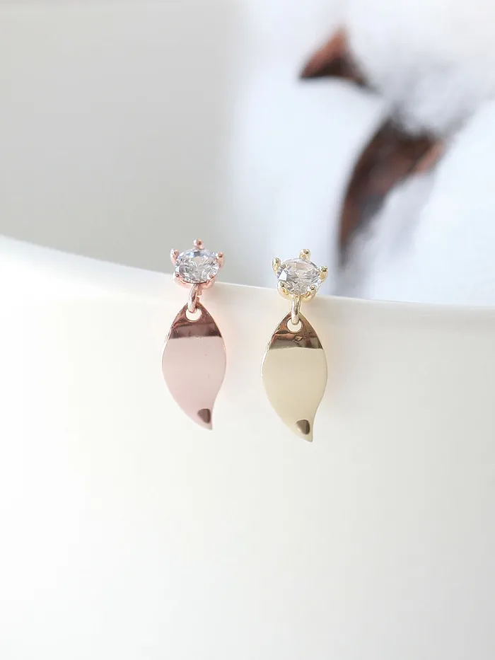 14K gold Leaf Drop cartilage earring 20g MinimalBijoux Earrings
