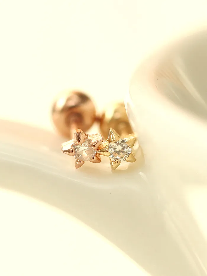 14K gold Mini Cubic Star cartilage earring 20g MinimalBijoux Earrings