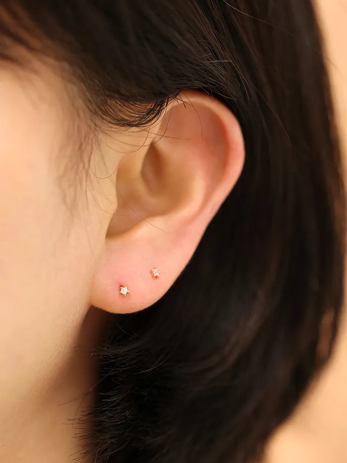 14K gold Mini Cubic Star cartilage earring 20g MinimalBijoux Earrings