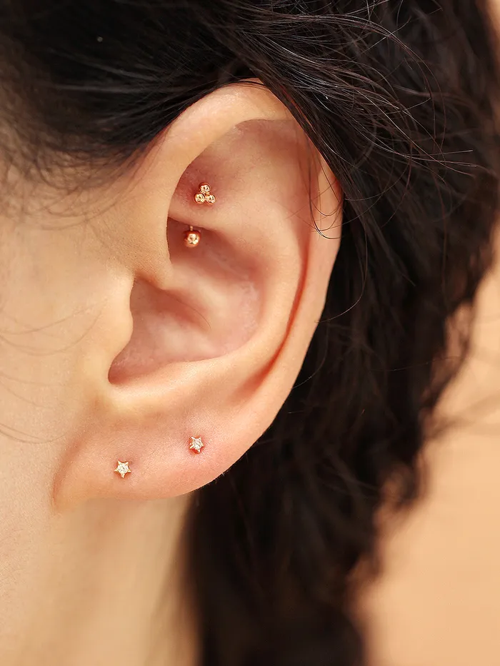 14K gold Mini Cubic Star cartilage earring 20g MinimalBijoux Earrings