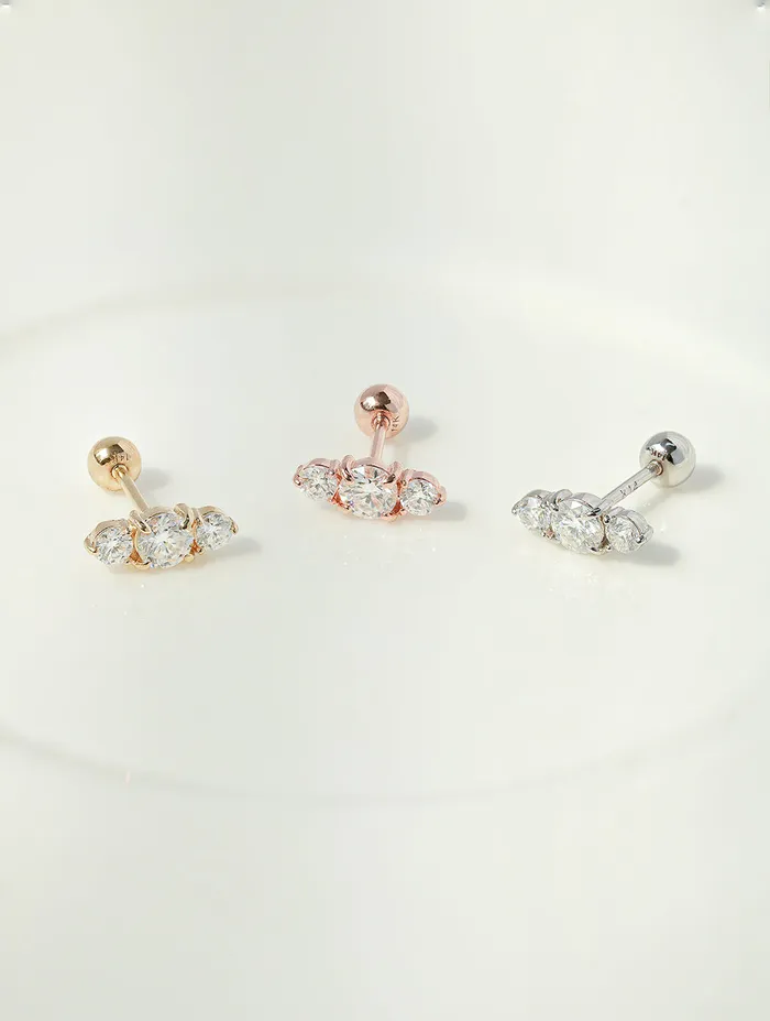 14K Gold Moissanite Planet Cartilage Earring 20G18G16G MinimalBijoux Earrings
