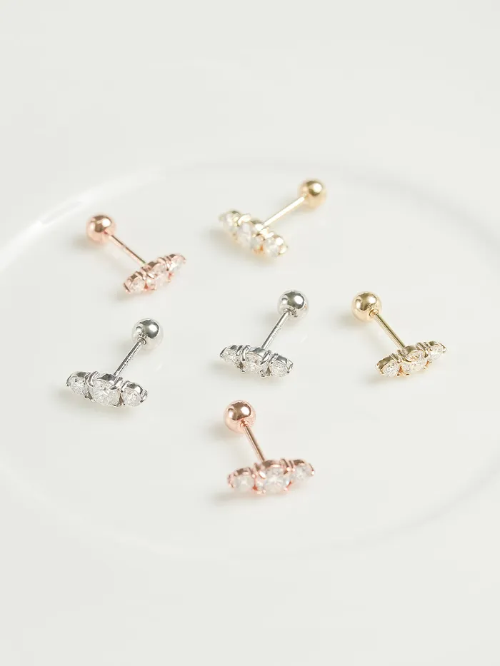 14K Gold Moissanite Planet Cartilage Earring 20G18G16G MinimalBijoux Earrings