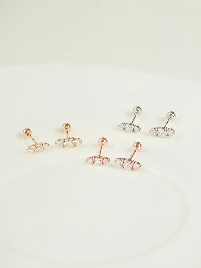 14K Gold Moissanite Planet Cartilage Earring 20G18G16G MinimalBijoux Earrings
