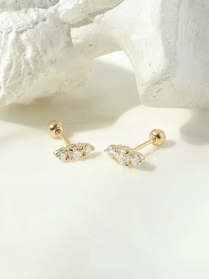 14K Gold Moissanite Planet Cartilage Earring 20G18G16G MinimalBijoux Earrings