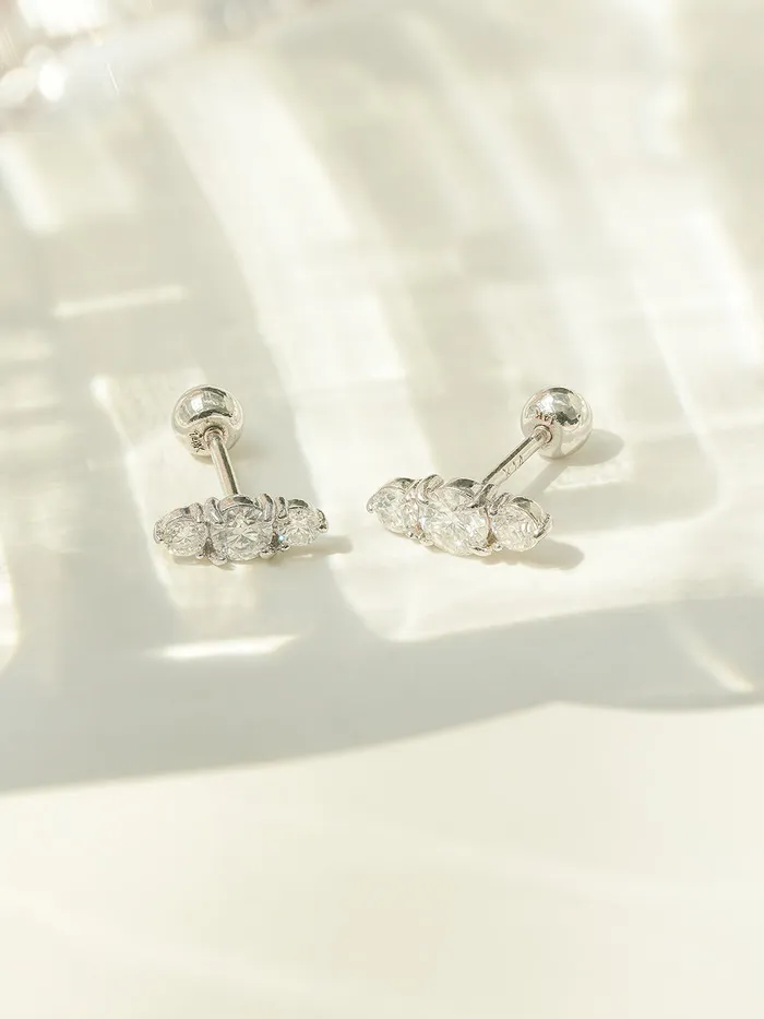 14K Gold Moissanite Planet Cartilage Earring 20G18G16G MinimalBijoux Earrings