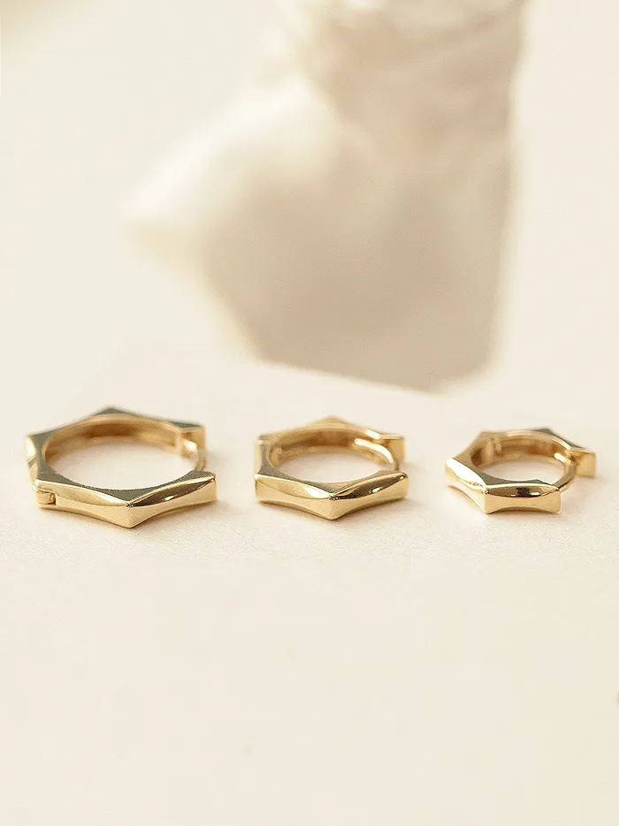 14K Gold Pentagon Hoop Earring 20G MinimalBijoux Earrings