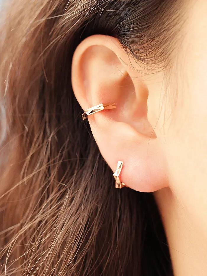 14K Gold Pentagon Hoop Earring 20G MinimalBijoux Earrings