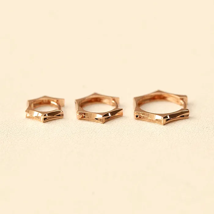14K Gold Pentagon Hoop Earring 20G MinimalBijoux Earrings