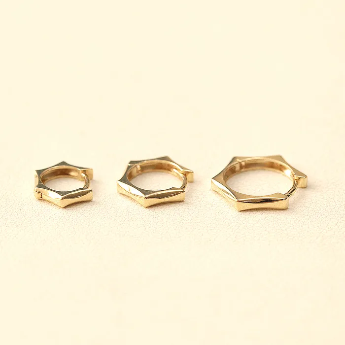 14K Gold Pentagon Hoop Earring 20G MinimalBijoux Earrings