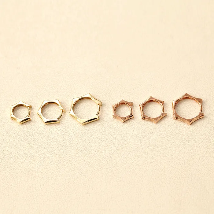 14K Gold Pentagon Hoop Earring 20G MinimalBijoux Earrings