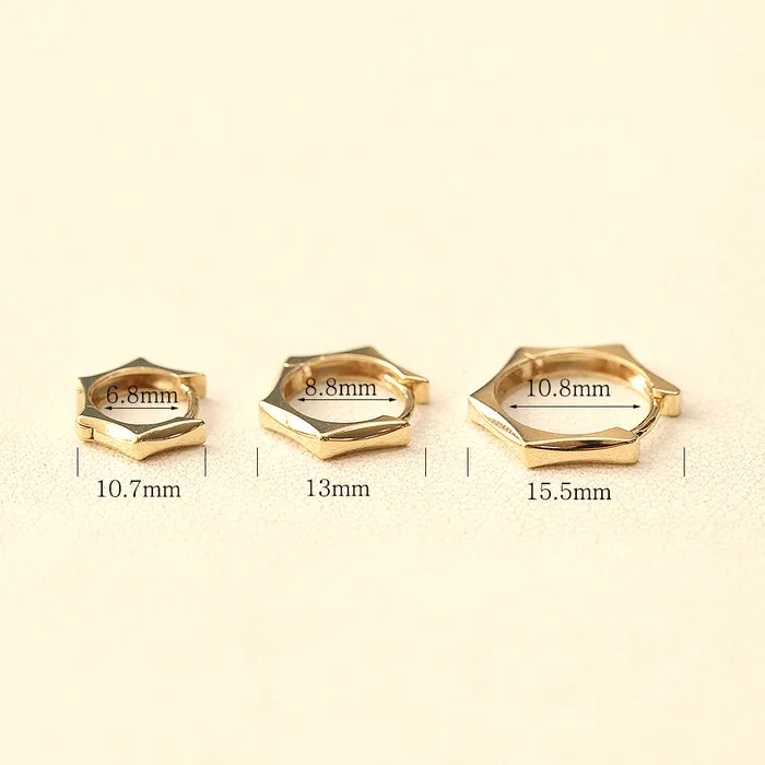 14K Gold Pentagon Hoop Earring 20G MinimalBijoux Earrings