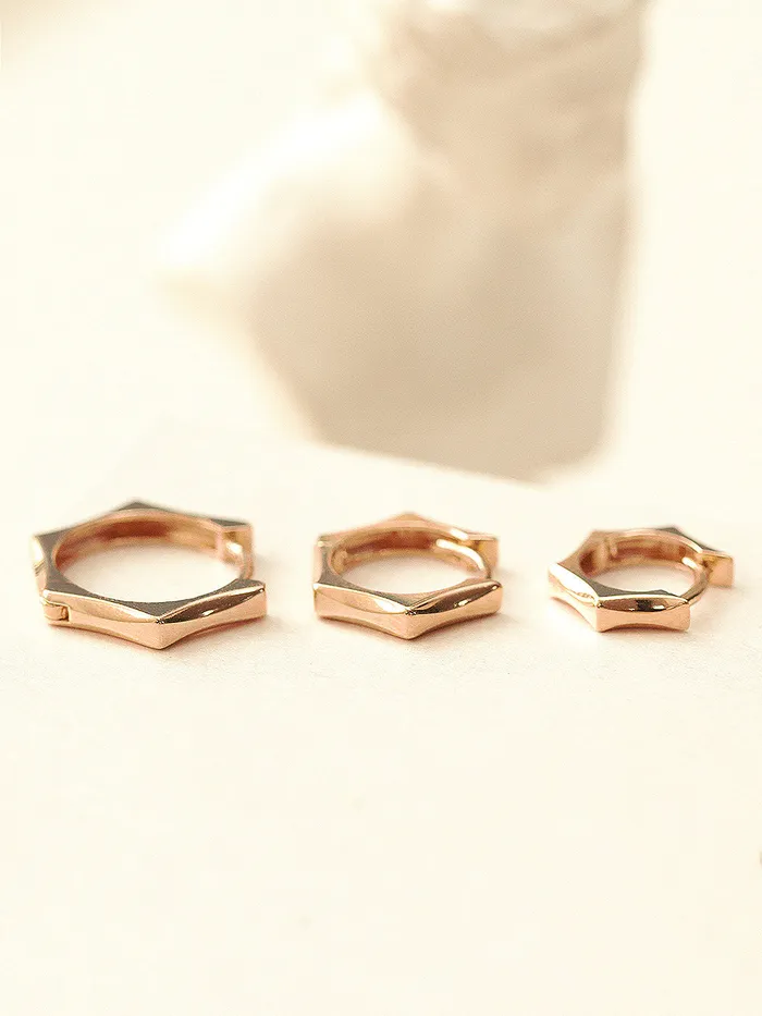 14K Gold Pentagon Hoop Earring 20G MinimalBijoux Earrings