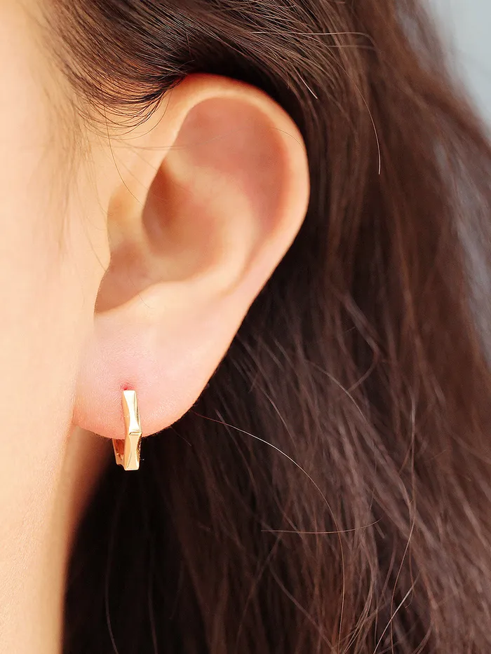 14K Gold Pentagon Hoop Earring 20G MinimalBijoux Earrings