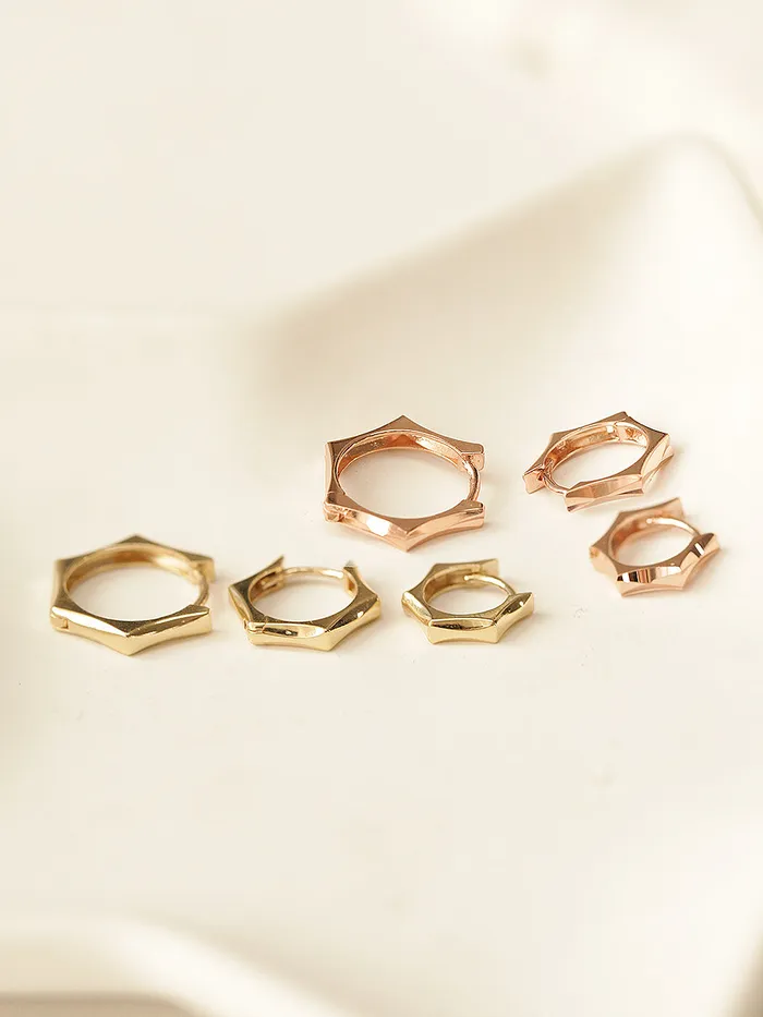 14K Gold Pentagon Hoop Earring 20G MinimalBijoux Earrings