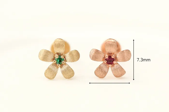 14K Gold Point Flower Labret Piercing 18G16G MinimalBijoux Earrings