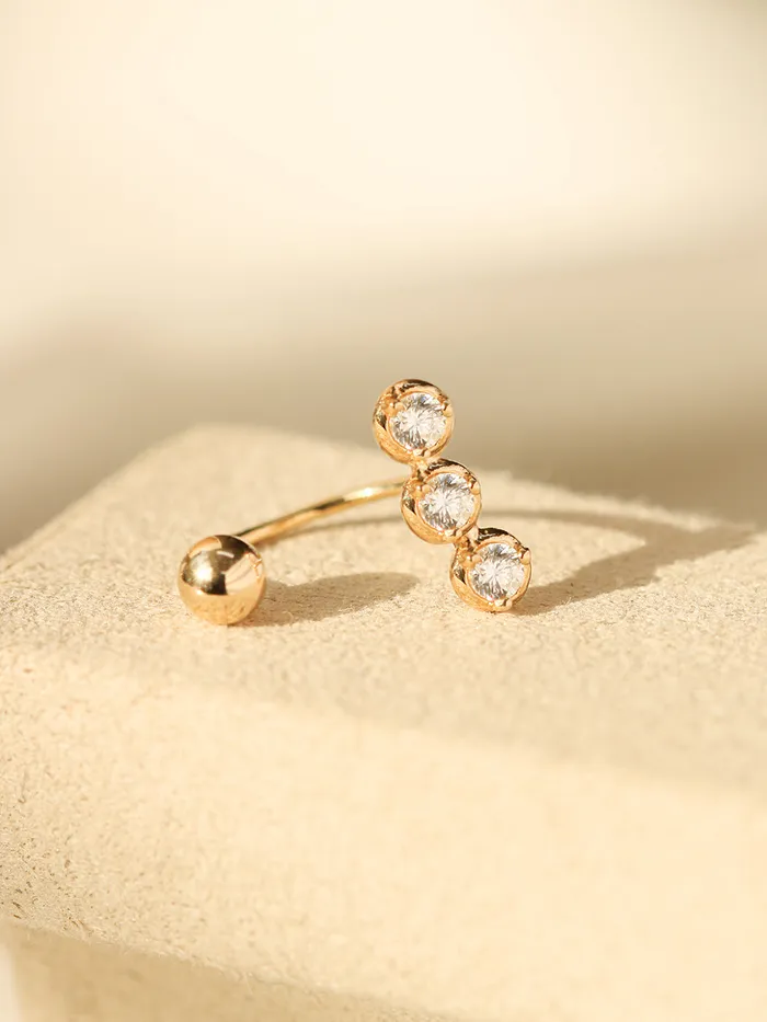 14K Gold Trio CZ Curve Piercing 20G MinimalBijoux PreStyled Sets