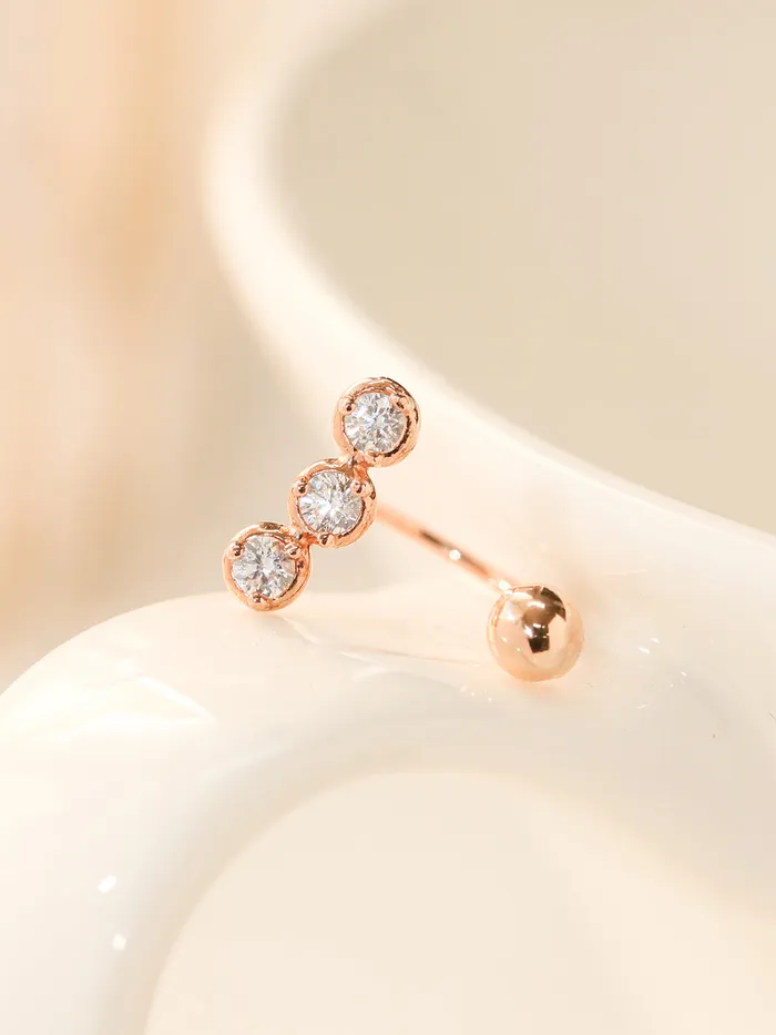 14K Gold Trio CZ Curve Piercing 20G MinimalBijoux PreStyled Sets