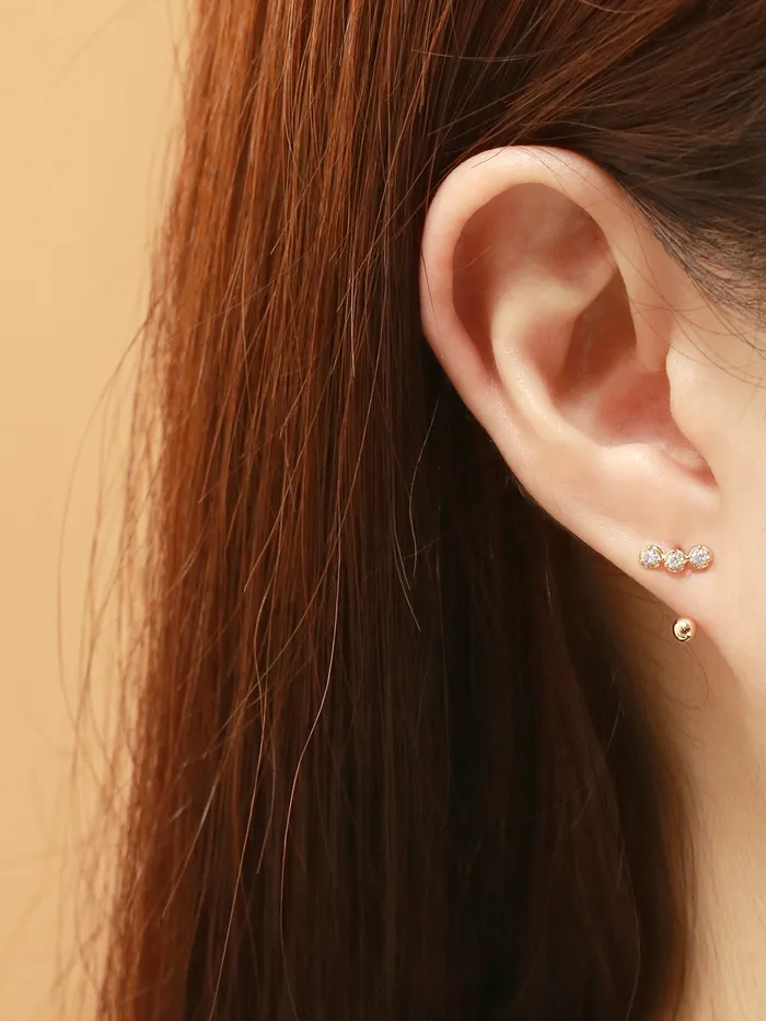 14K Gold Trio CZ Curve Piercing 20G MinimalBijoux PreStyled Sets