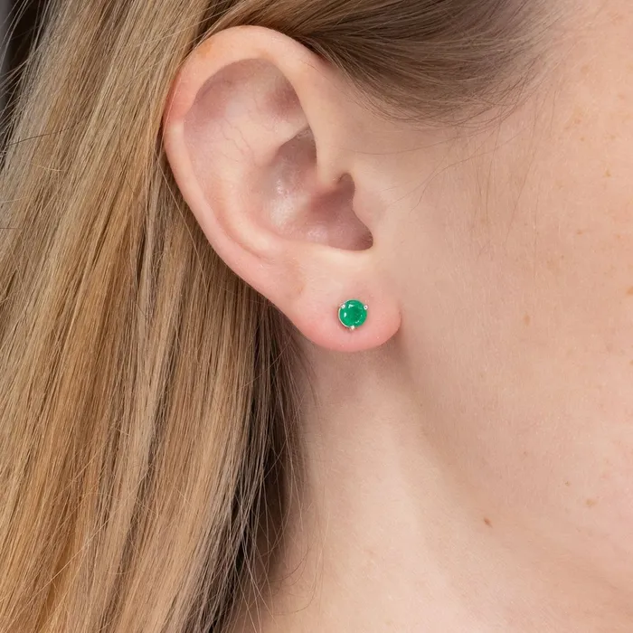 14k White Gold Emerald Studs Princess Bride Diamonds Earrings