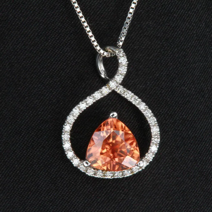 14k White Gold Imperial Zircon and Diamond Pendant 390 Carats Moriartys Gem Art Necklaces