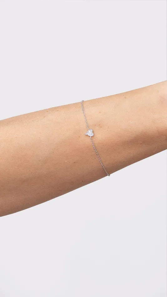 14k White Gold Pav Heart Bracelet Princess Bride Diamonds Bracelets