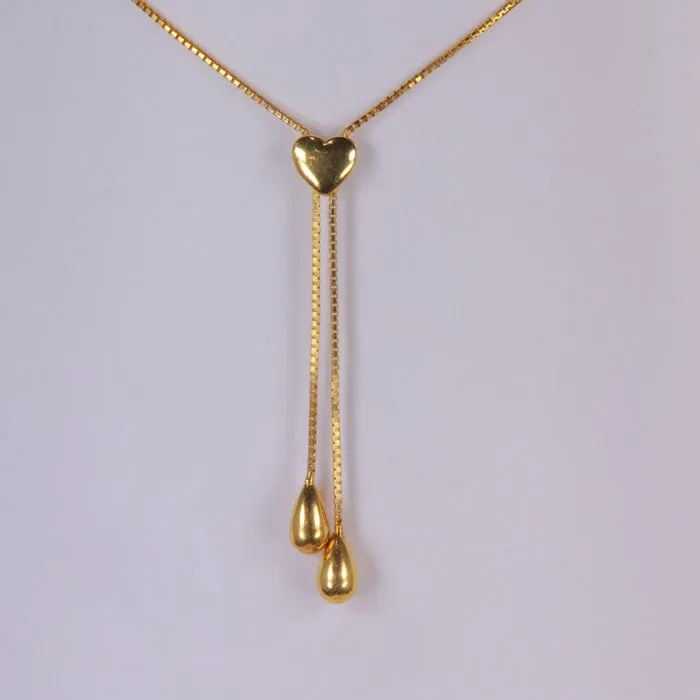 14K Yellow Gold Heart Y Necklace Moriartys Gem Art Necklaces