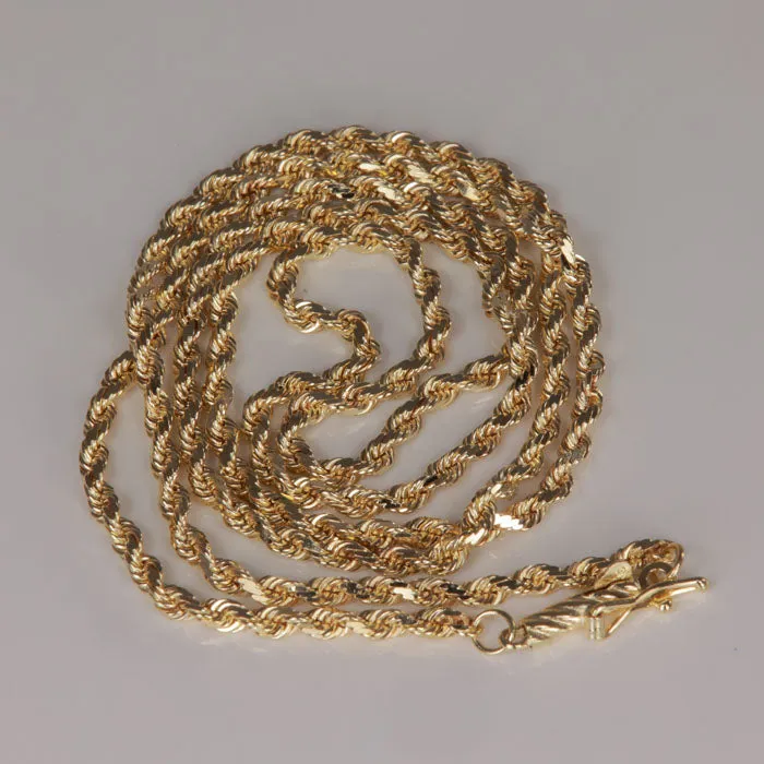 14K Yellow Gold Rope Chain 20 Moriartys Gem Art PreStyled Sets