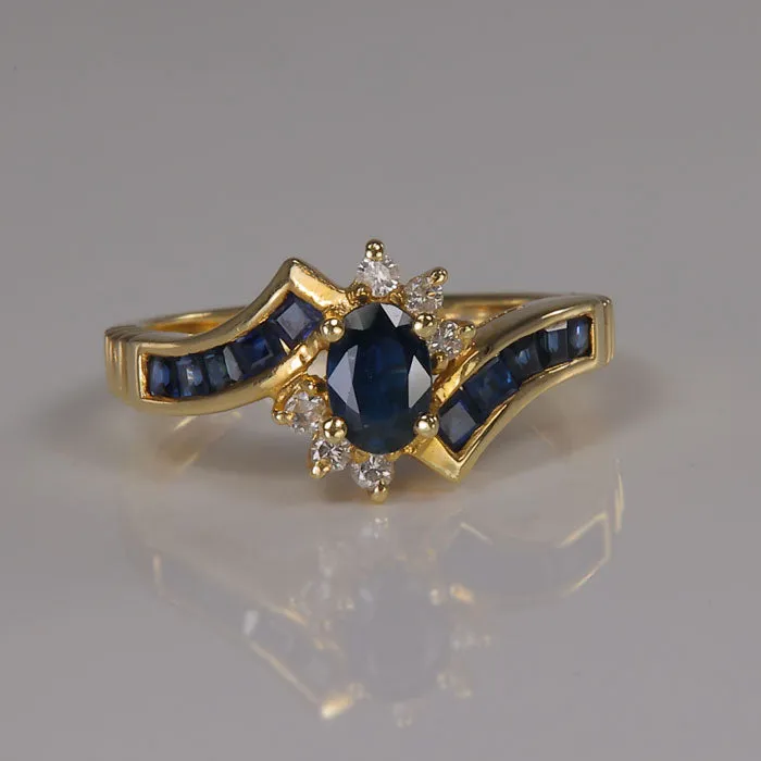 14K Yellow Gold Sapphire and Diamond Ring 140 Carats Moriartys Gem Art Rings 14K Yellow Gold Sapphire and Diamond Ring 140 Carats Moriartys Gem Art Rings