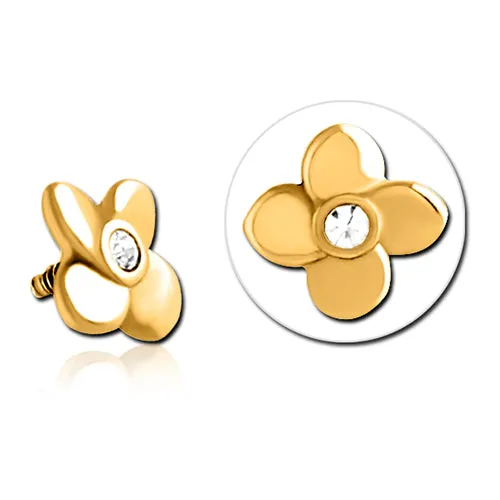 16g CZ Flower Gold End Tulsa Body Jewelry Earrings