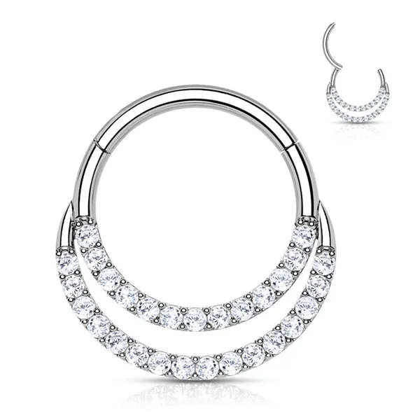 16g Double CZ 14k Gold Hinged Ring Tulsa Body Jewelry Rings 16g Double CZ 14k Gold Hinged Ring Tulsa Body Jewelry Rings
