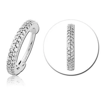 16g Jewelled CZ Stainless Hinged Ring Tulsa Body Jewelry Rings