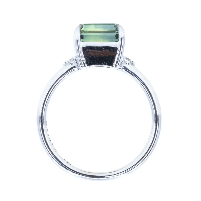 261ct Emerald Cut Magadascar EastWest Parti Sapphire and Diamond Low Profile Ring in 14k White Gold Anueva Jewelry Rings
