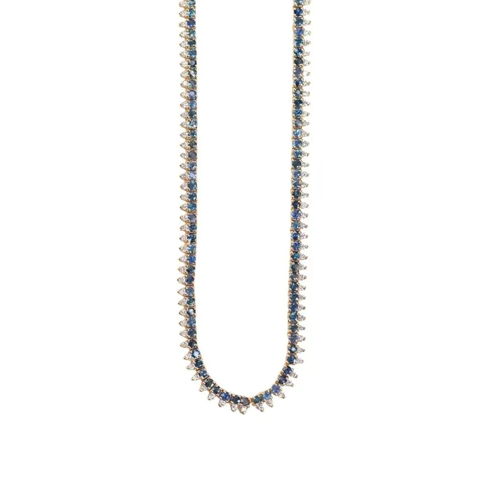 3ctw Blue Sapphire and Diamond Collar Tennis Necklace in 14k Yellow Gold FC Creations Necklaces 3ctw Blue Sapphire and Diamond Collar Tennis Necklace in 14k Yellow Gold FC Creations Necklaces