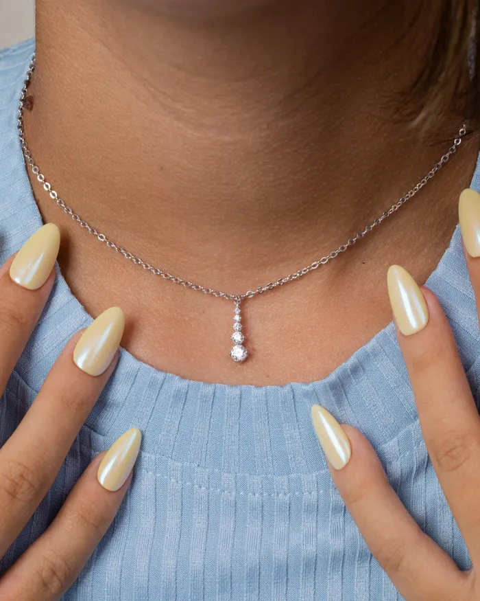 5 Zircons Necklace KOAY Silver Store Necklaces