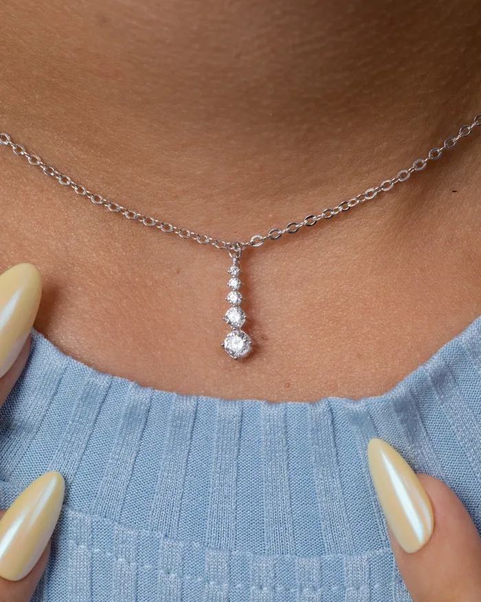 5 Zircons Necklace KOAY Silver Store Necklaces
