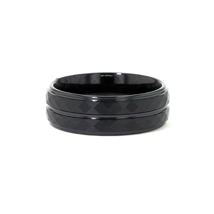 80mm Diamond Cut Black Tungsten Ring Princess Bride Diamonds Rings