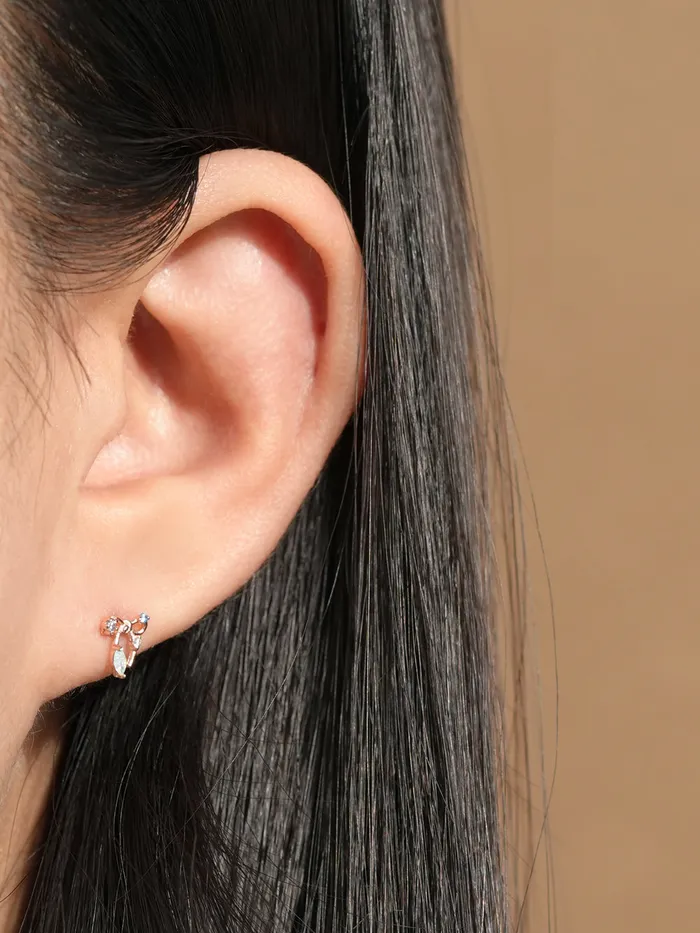 925 Silver Color Cubic Ribbon Cartilage Earring 20G MinimalBijoux Earrings