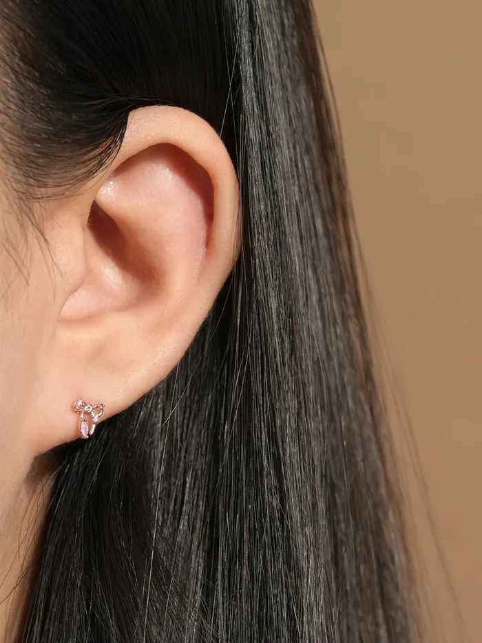 925 Silver Color Cubic Ribbon Cartilage Earring 20G MinimalBijoux Earrings