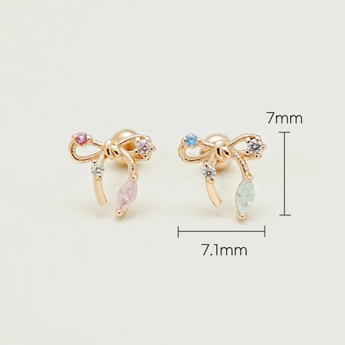 925 Silver Color Cubic Ribbon Cartilage Earring 20G MinimalBijoux Earrings