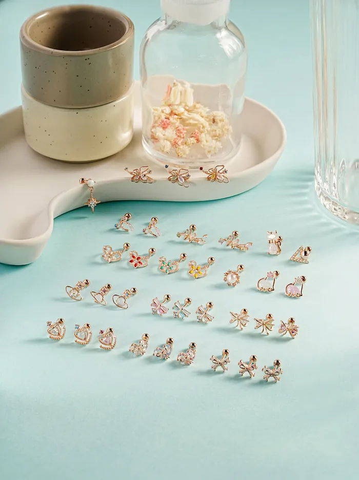 925 Silver Color Cubic Ribbon Cartilage Earring 20G MinimalBijoux Earrings