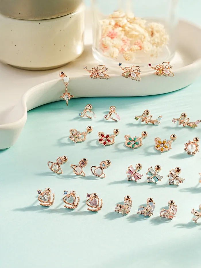 925 Silver Color Cubic Ribbon Cartilage Earring 20G MinimalBijoux Earrings