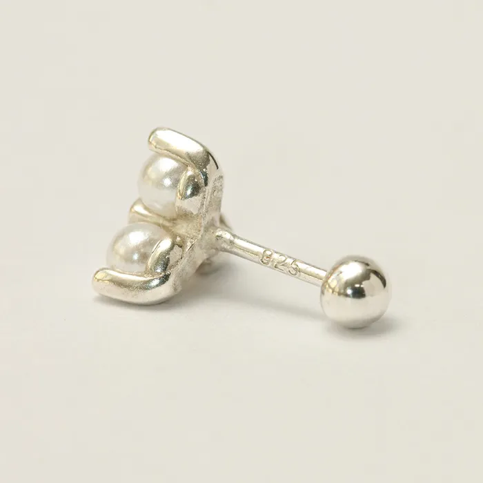 925 Silver Triangle Pearl Cartilage Earring 20G MinimalBijoux Earrings