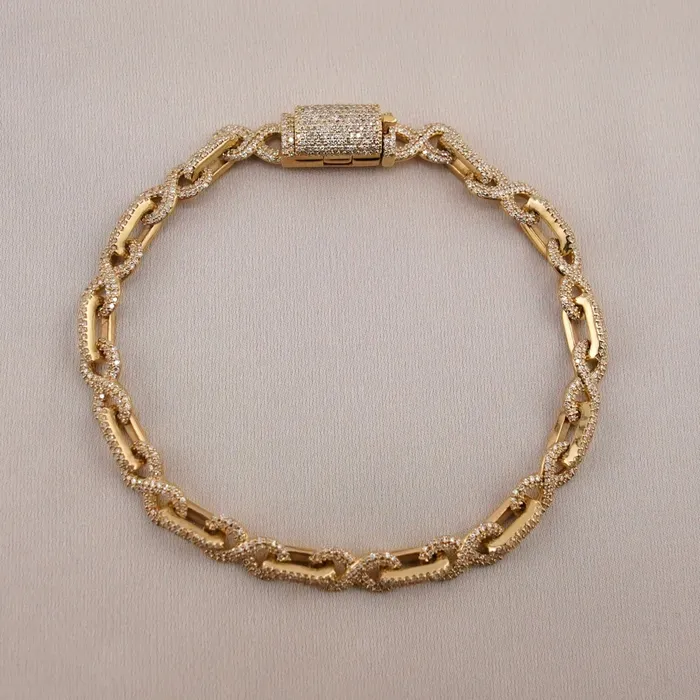 AB and J Bracelets 10k Gold Diamond Infinity Bracelet 7in C717