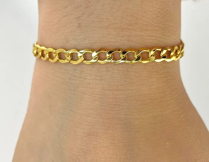 AB and J Bracelets 14k Gold 5mm Hollow Cuban Bracelet CH16475in