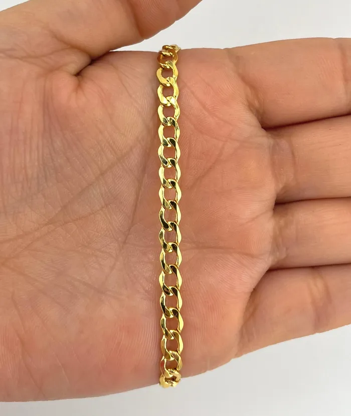 AB and J Bracelets 14k Gold 5mm Hollow Cuban Bracelet CH16475in