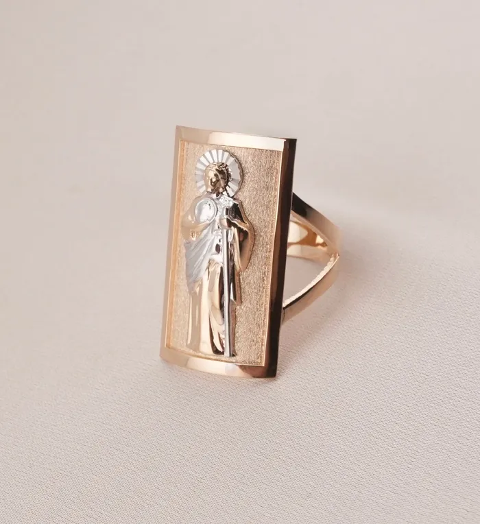 AB and J Rings 14K Gold San Judas Mens Ring RG3497 AB and J Rings 14K Gold San Judas Mens Ring RG3497