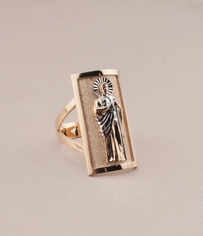 AB and J Rings 14K Gold San Judas Mens Ring RG3497 AB and J Rings 14K Gold San Judas Mens Ring RG3497