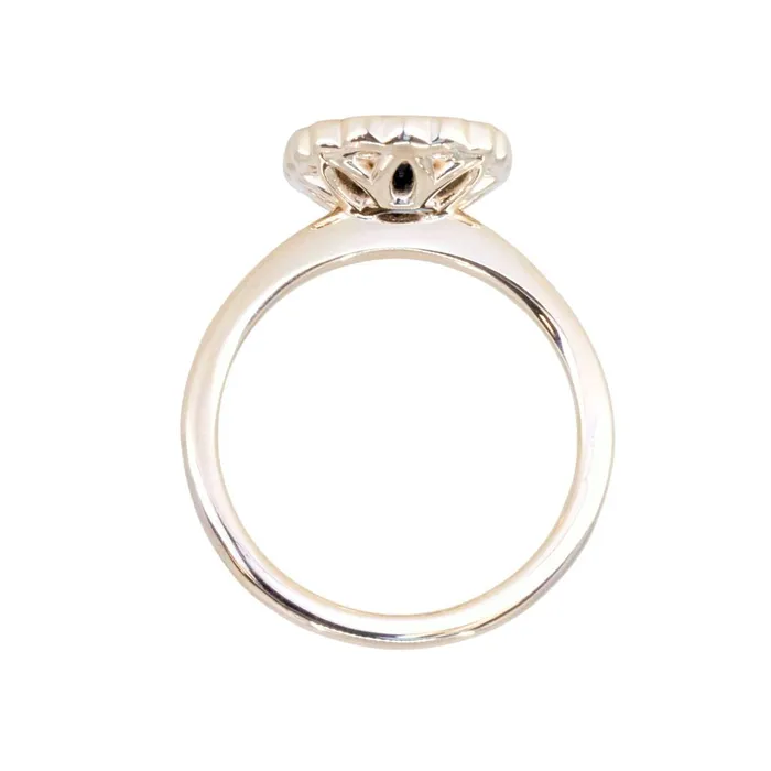 Anueva Jewelry 122ct Oval Blue Montana Sapphire Scalloped Antique Style Diamond Halo Ring in 14k Yellow Gold Rings