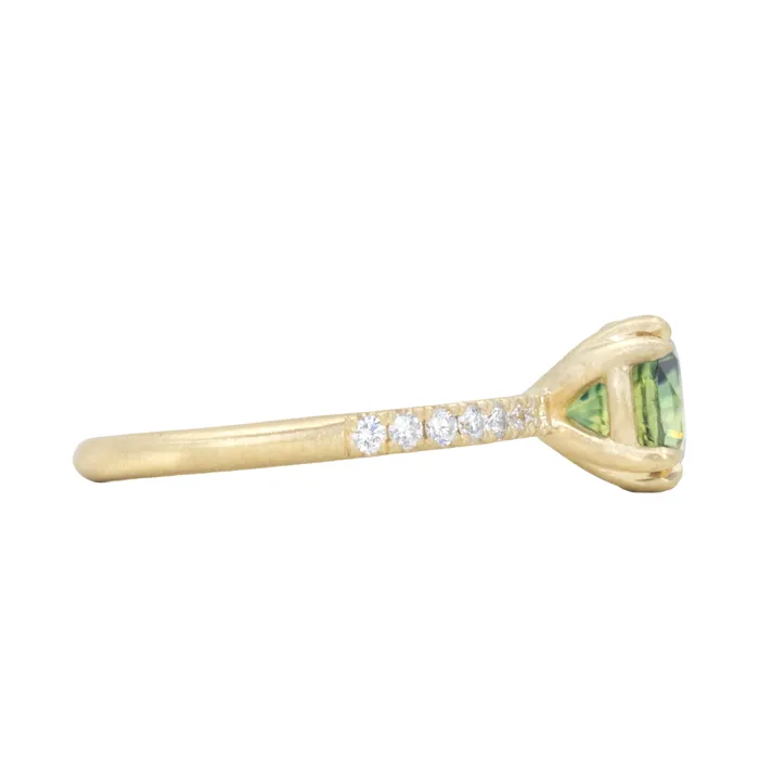 Anueva Jewelry PreStyled Sets 179ct Round Parti Madagascar Sapphire Solitaire with Diamonds in 18k Satin Yellow Gold