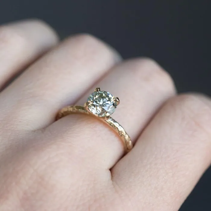 Anueva Jewelry Rings 150ct GIA Fancy Light Green Diamond Ring in Yellow Gold Evergreen Solitaire
